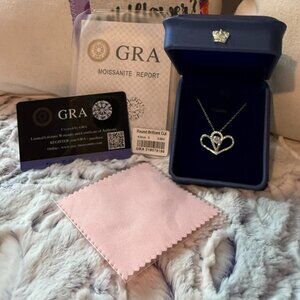 Double heart Moissanite necklace